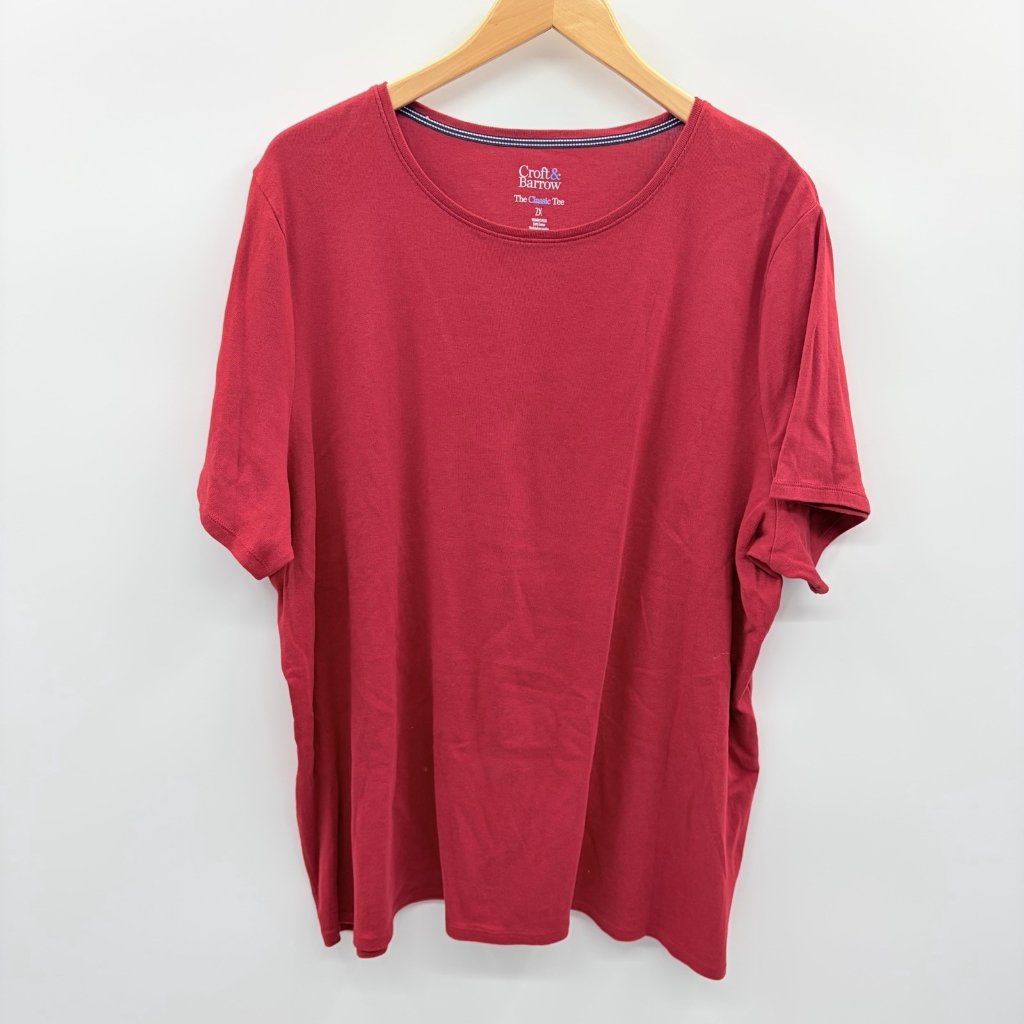 Croft & Barrow Womens Plus Size 2x Crew Neck The Classic Tee In Solid Red 2354